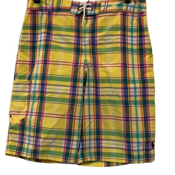 NWT New Polo by Ralph Lauren yellow plaid swim trunks Large - Picture 1 of 9